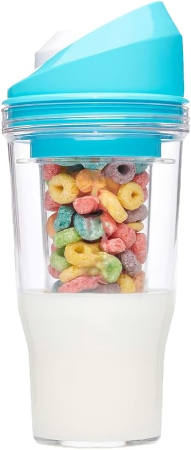 Portable Plastic Cereal Cup for Breakfast Easy to Carry to Go Cereal and Milk Container