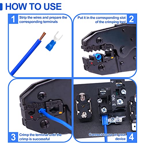 Twidec CA-N-021-250PCS Insulated Fork Spade Wire Connector 22-16/16-14/12-10 Gauge #8 Quick Splice Crimp U-Type Terminal Connectors Assortment Kit thumb #4