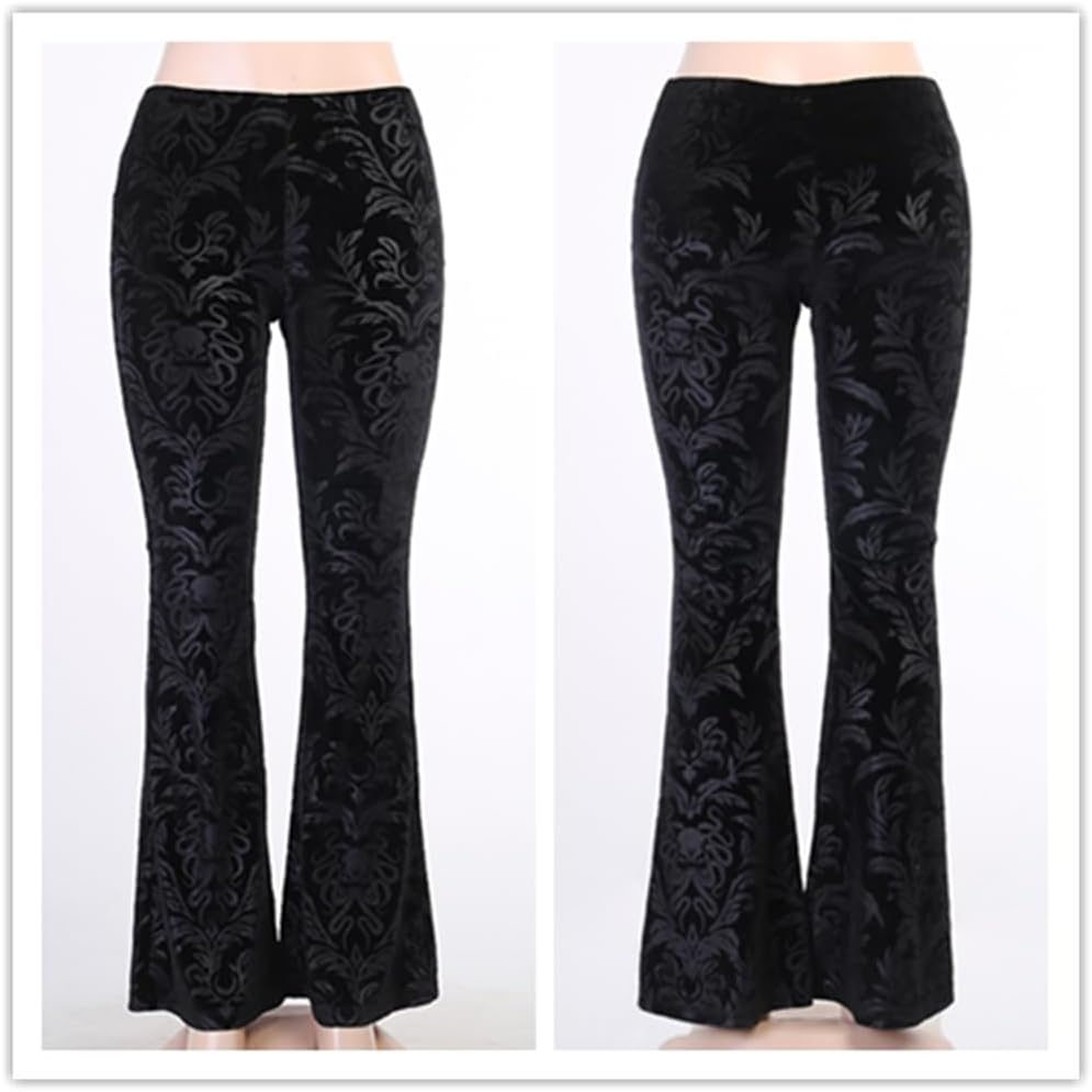TOMETO STAR Black Bell Bottom Pants for Women Goth Flare High Waisted Pants - Image 6