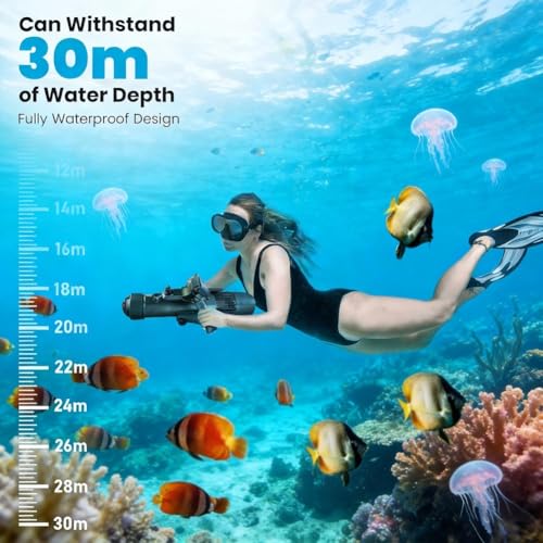Image of Pool Scooter Underwater, 700W Electric Propulsion Device for Adults, 98ft Diving Depth with Removable Handle, 160-Min Runtime, Adjustable Speed for Snorkeling Water Sports