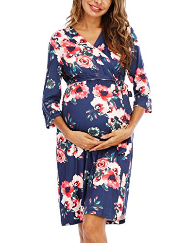 Image of Maternity Hospital Robe Labor and Delivery Nursing Robe Maternity Sleepwear Pregnancy and Postpartum Breastfeeding