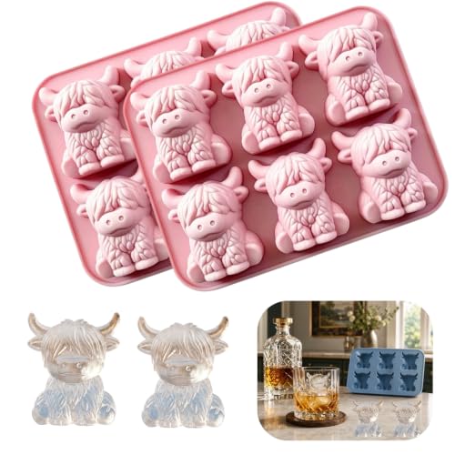 Molde para cubitos de hielo silicona forma vaca mini rosa miniatura 1