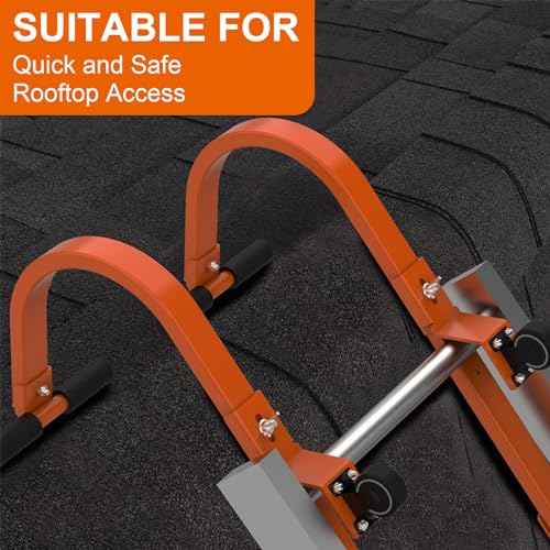 Lot de 2 crochets robustes pliables avec roue et stabilisateur, gouttières de protection en caoutchouc pour un accès sûr au toit