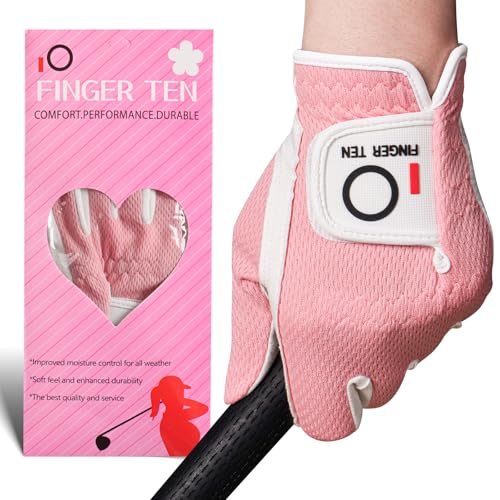 Gant de golf femme FINGER TEN rose M main gauche