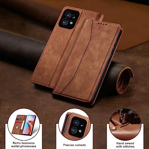 Image of Jasonyu Flip Wallet Case for Motorola Edge+ /Edge Plus (2023),Brown