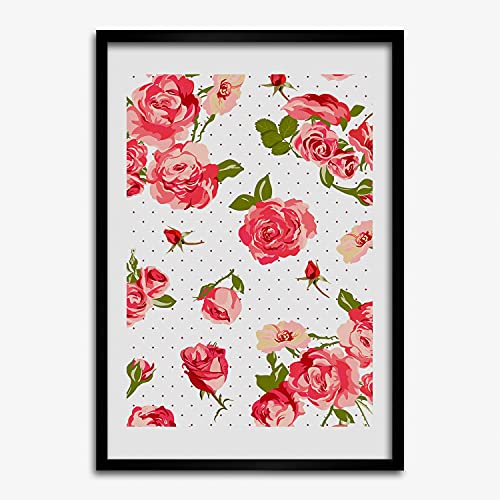 Tableau Peinture Photo 50x70 cm sous cadre en bois moderne motif roses
