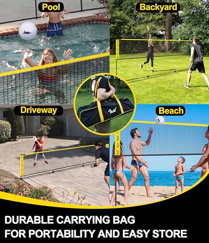 VSSAL 17ft Portable Badminton Pickleball Kids Volleyball Combo Sets with Net for Backyards, Adjustable Height (7ft Max), Freestanding Rackets Set Outdoor Driveway - Thumbnail 5