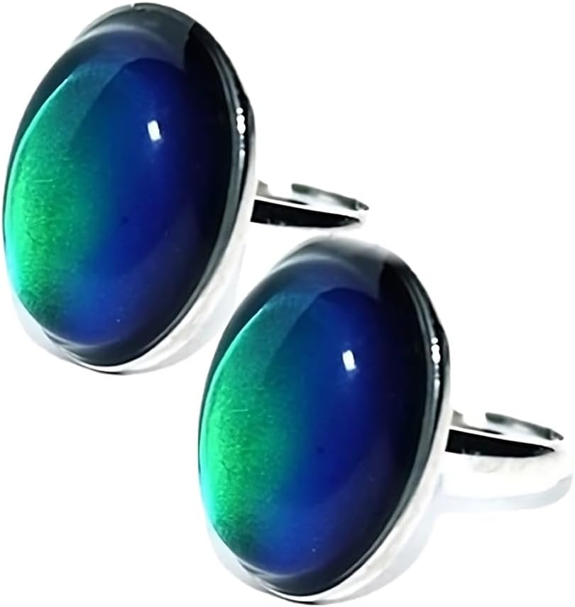 blinkee Pack of 2 Vintage Adjustable Oval Mood Ring Chart Included