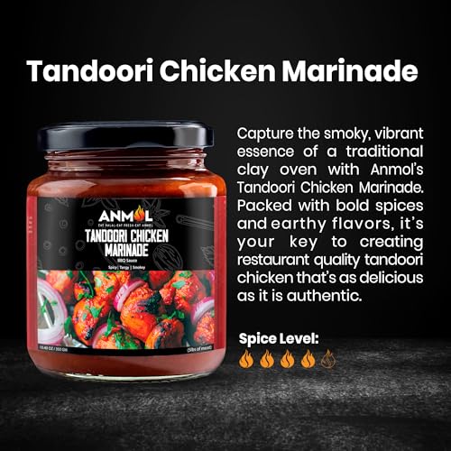 ANMOL Tandoori Chicken Marinade – Spicy & Smoky BBQ Sauce – Perfect for Tandoori Chicken, Masala, Grilling, Roasting & Pan-Searing – Halal & Gluten-Free (300g, 10.40 OZ)