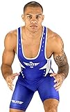 Elite Sports New Item Advanced Wrestling Singlet, Medium, Blue