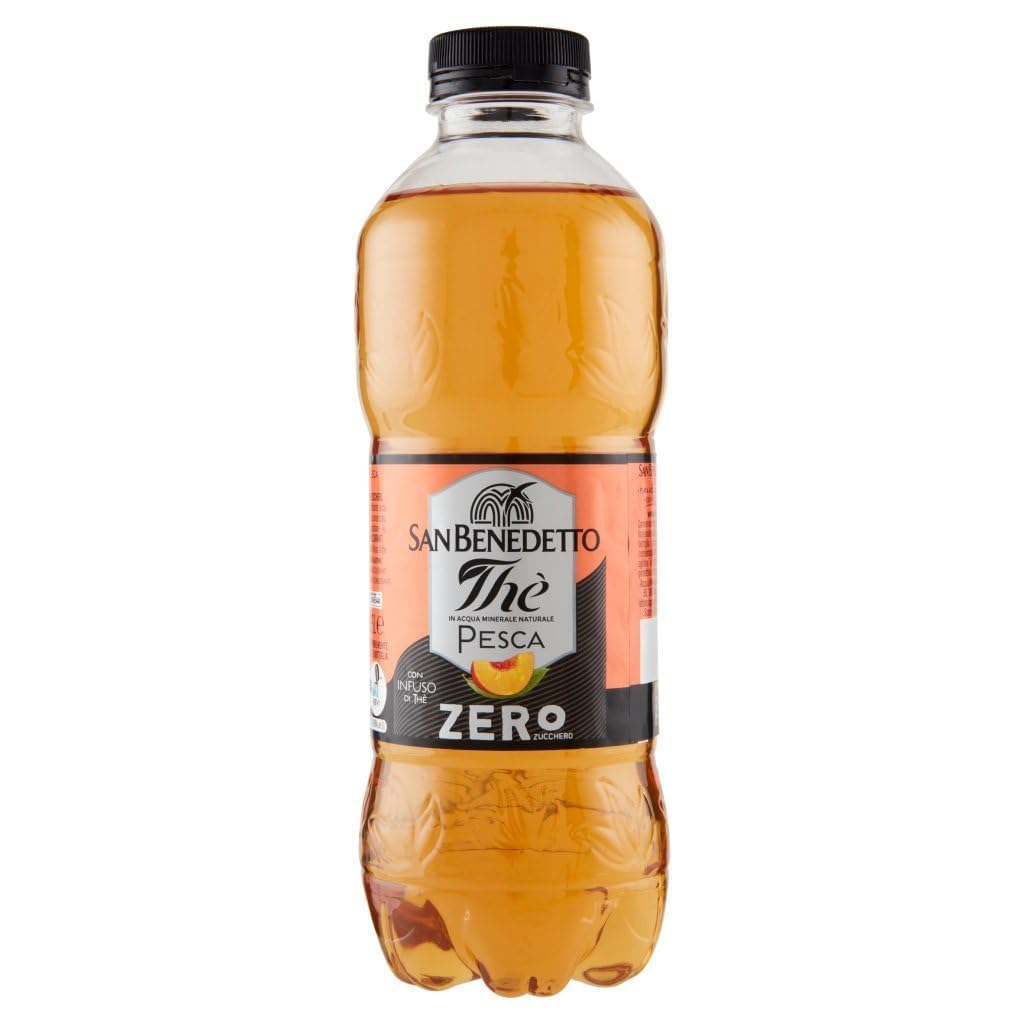 San Benedetto THE PESCA ZERO 24X 500ML, thé glacé le «Peach Without Sugar Pet jetable, thé glacé rafraîchissant, sans conservateurs et colorants artificiels + Italian Gourmet polpa 400g