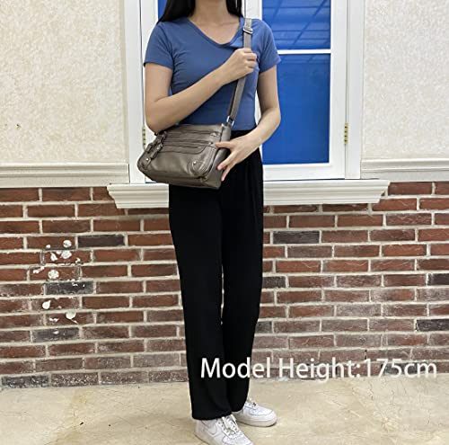Image of ELDA 10 Pockets Crossbody Purses for Women Medium Pocketbooks Lightweight Ladies Satchel Bag Multi Pocket Shoulder Handbag