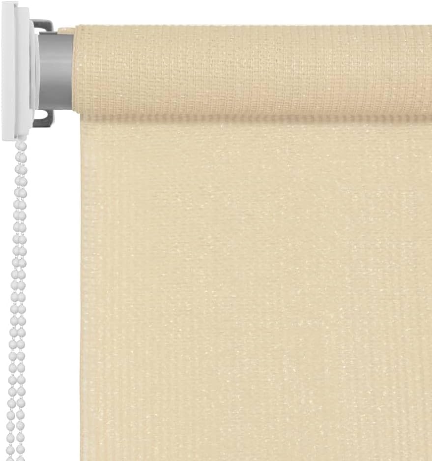 'vidaXL High-Density Polyethylene (HDPE) Outdoor Roller Blind for Patio, Balcony, Porch or Pergola, Cream, 39.4" x 90.6", Blocks Up to 90% UV Light, Child-Safe Design