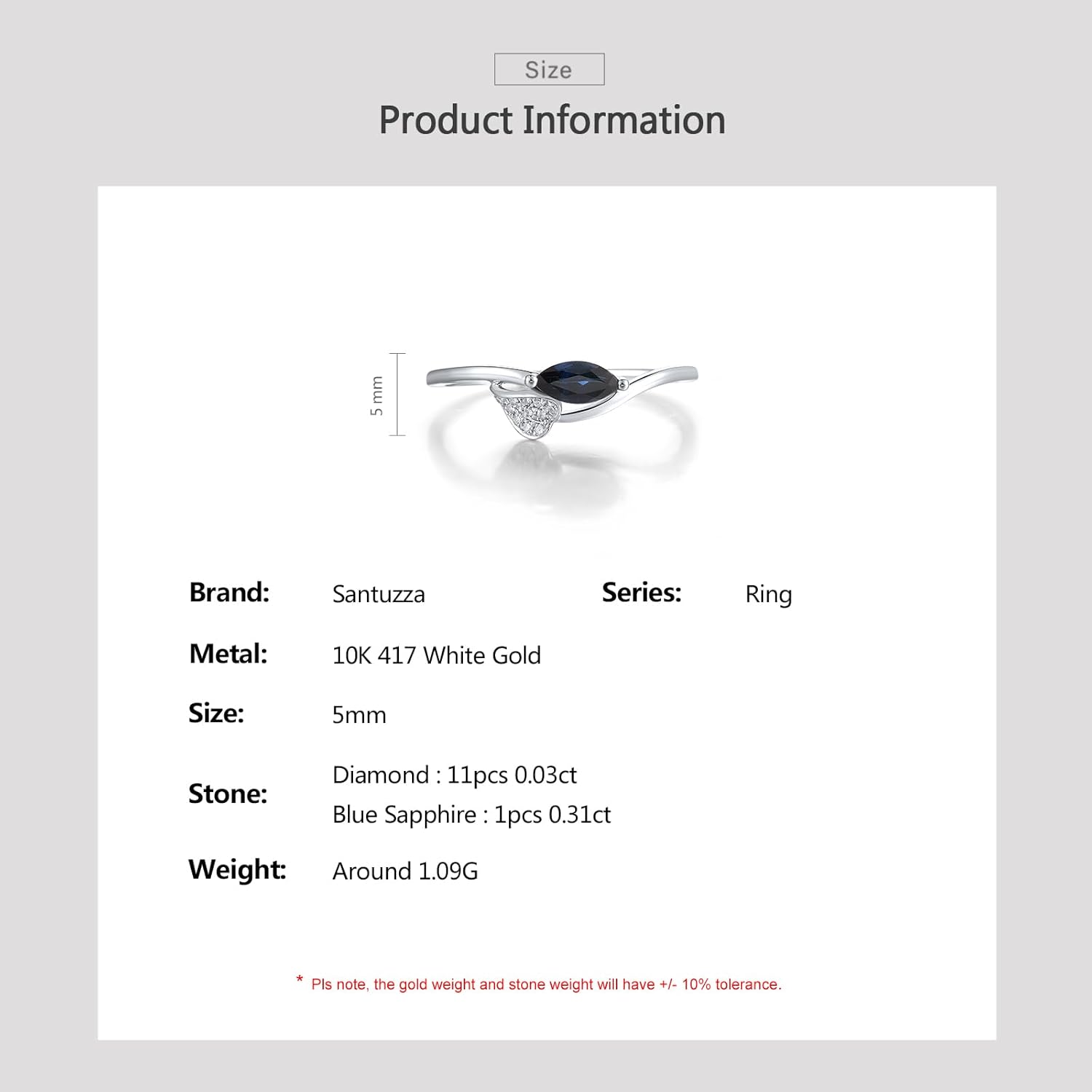 Santuzza 10K Solid Gold Leaf Pattern Gemstone Genuine Diamond Dainty Ring for Women