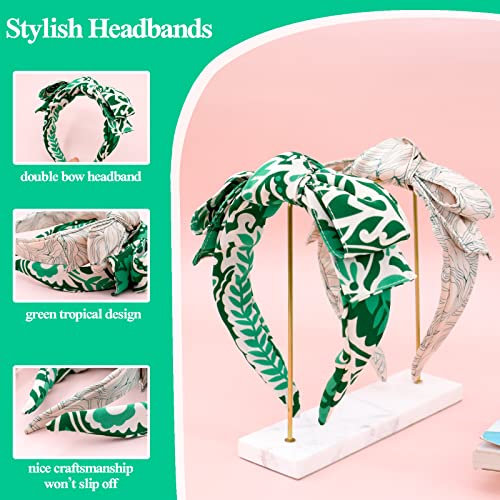 Begood Bow Headbands For Women Tropical Womens Knotted Headbands Green Bowknot Fashion Hairbands For Women's Hair Designer Summer Headbands Turban Hair Accessories For Girls 2Pcs #TOP1