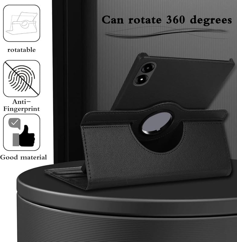 Image of Heavy Duty 360 Degree Rotating Stand Protective Flip Cover for Xiaomi Redmi Pad Pro 5G (PU Leather, Black)