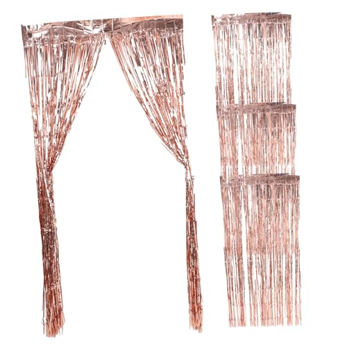 PRETYZOOM Metallic Photo Backdrop Tinsel Fringe Foil Curtain for Birthday Engagement Decorations