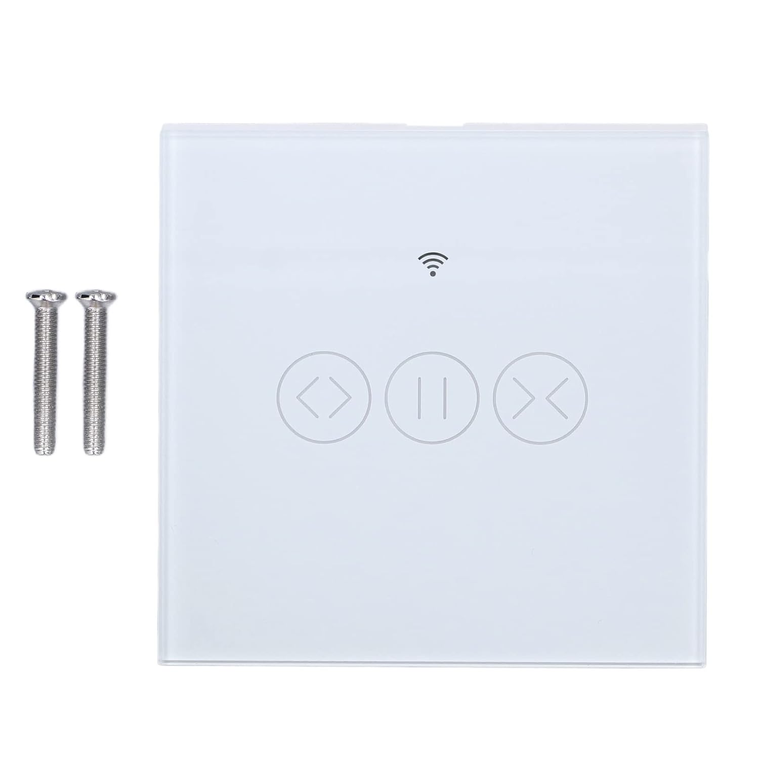 Smart Curtain Switch WiFi Wireless Touch Control 8.6x8.6cm ABS + Tempered Glass - Remote & Scheduled Curtain Operation, Voice Assistant Compatible for Home & Office Automatio (White)