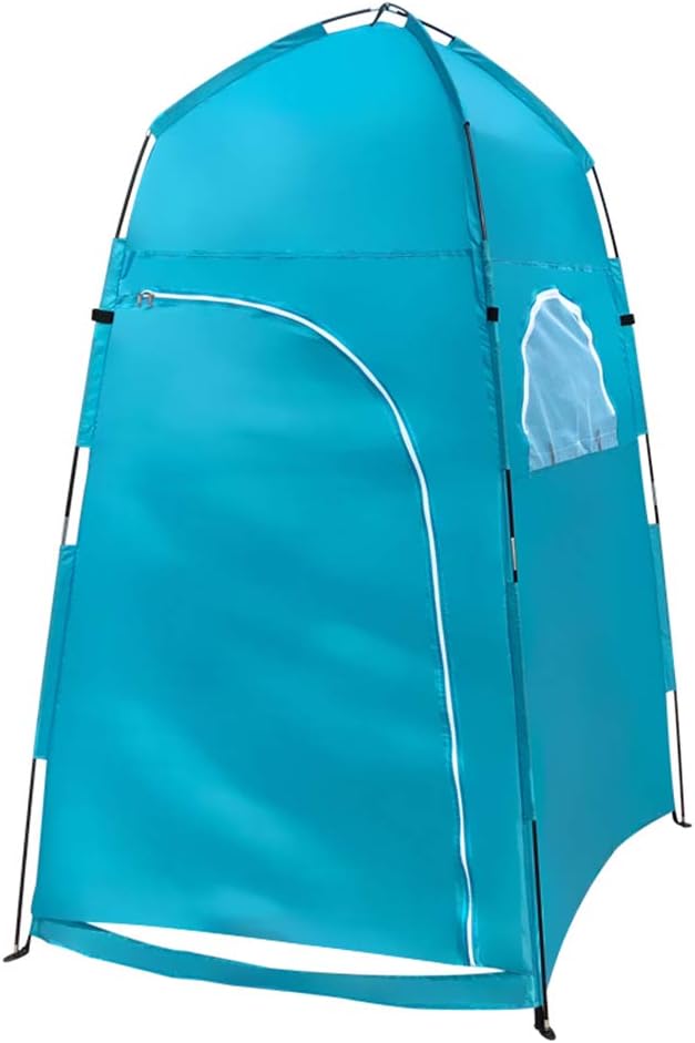 Portable Outdoor Shower Tent with Privacy Shelter, Up Changing Room for Camping, Beach, and Toileting, Polyester Fitting Room (Blue)