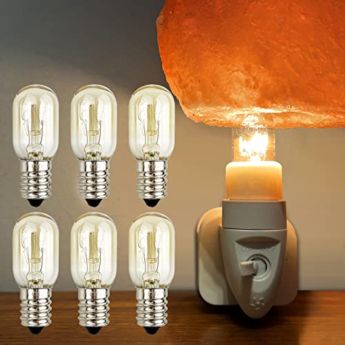 NOTSEK 14W E14 Salt Lamp Light Bulbs 240V, 6 Pack Scentsy Light Bulb Small Edison Screw in SES Warm White 2700K, Dimmable T20 Pygmy Bulb for Himalayan Salt Lamp, Fridge, Wax Burners