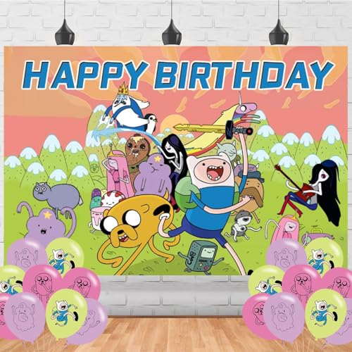 Time of Adventure Birthday Backdrop Time of Adventure Banner Poster for Time of Adventure Theme Party Decorations Anime Birthday Supplies Background Studio Shoot Photo Props