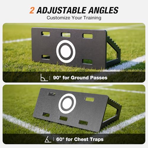 WARMOUNTS Large Soccer Rebounder Board, Serrated Design Soccer Kick Back Trainer Board with 2 Sandbags, Portable Soccer Wall Rebounder for Control, Passing and Shooting Practice (40\'\' x 16\'\')