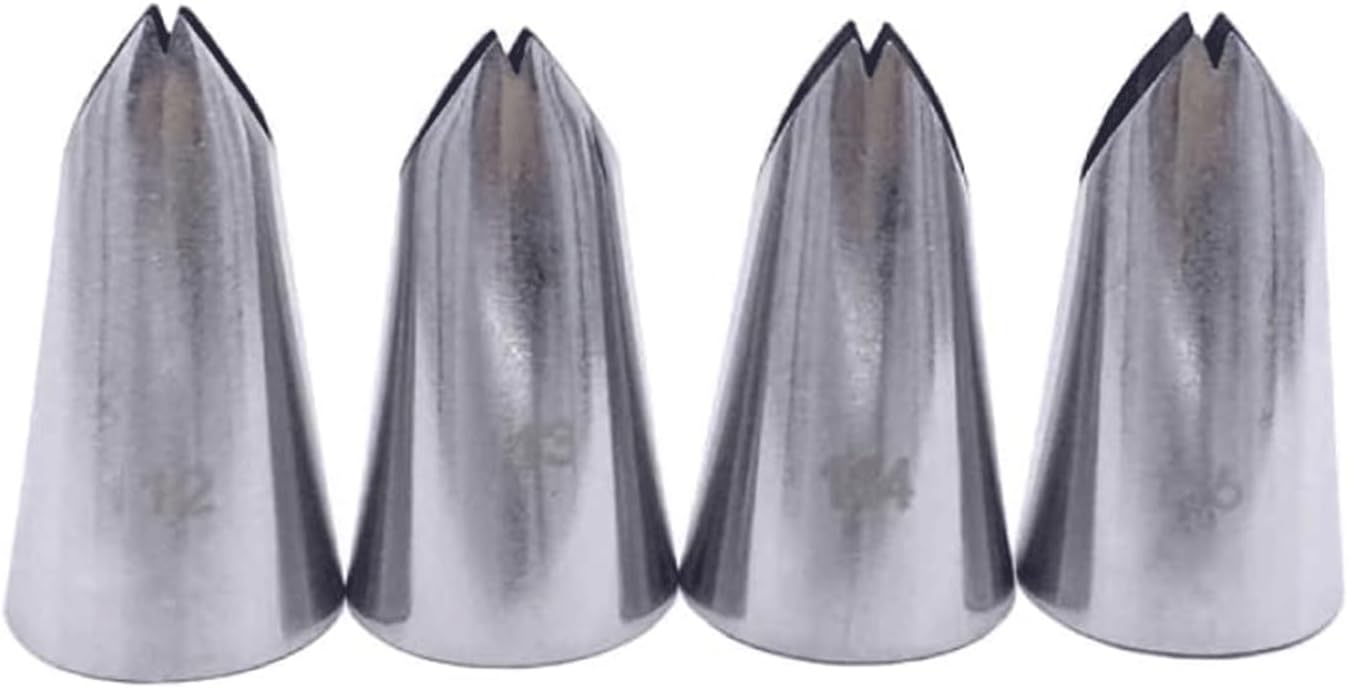 Cake Piping Tips Pastry Nozzle 4 Pcs Stainless Steel Icing Piping Nozzles Cake Decorating Pastry Tip Sets Cupcake Tools Piping Tips Set Portable