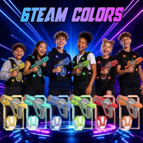 Image of Rechargeable Laser Tag Set with Vests, Upgrade Laser Tag Guns Set of 6 with Mist Spray Effect & LED Digital, Multi Player Toy for Teen Boys & Girls, Indoor&Outdoor Toy Play Game Gift,Ages 8+
