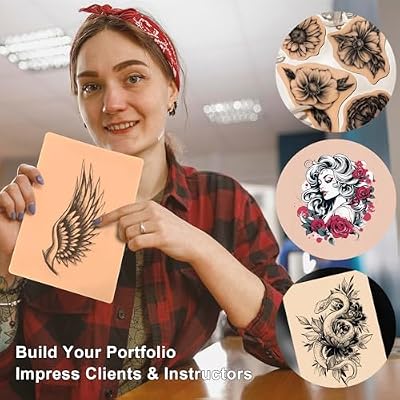 Blank Tattoo Practice Skins - Autdor 10Pcs Tattoo Skin Practice Double Sides 8x6 Fake Skin Tattooing and Microblading Eyebrow Practice Skin for Tattoo Supplies,Beginners and Experienced Artists