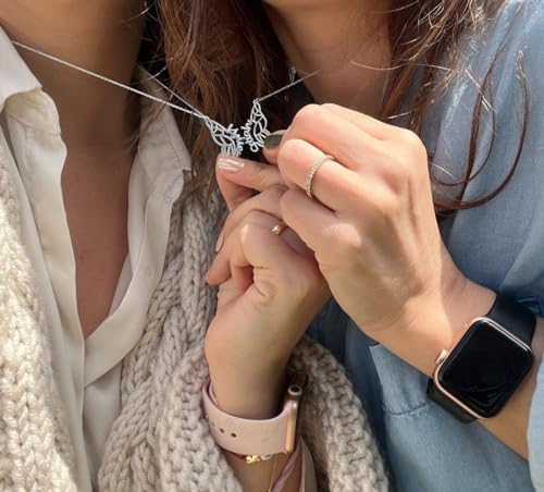 Custom 2Pcs BFF Necklace-Split Butterfly Engraved with Names, Matching Best Friend Necklace for 2, 925 Sterling Silver Friendship Necklace Gifts for Women, Best Friend, Sister3