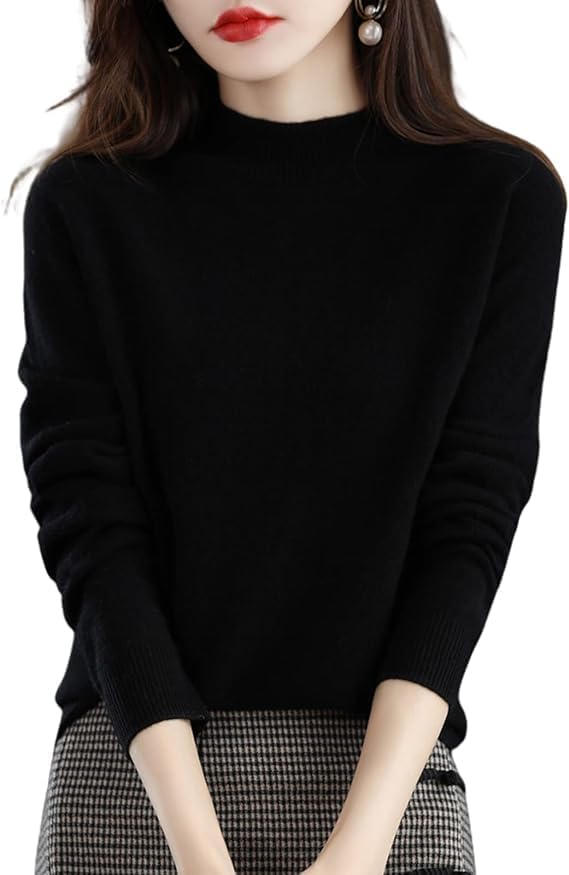 Cashmere Sweaters for Women, 100% Cashmere Long Sleeve Crew Neck Soft Warm Pullover Knit Jumpers Trendy Plus Size