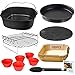Heißluftfritteuse Zubehör 12-teiliges Set, BPA-frei Antihaft Quadrat Airfryer XXL Zubehör Kompatibel für COSORI 5.5L, und Philips Ninja Princess Tefal Uten Balter 5.8L 6L 6.5L Luftfritteuse