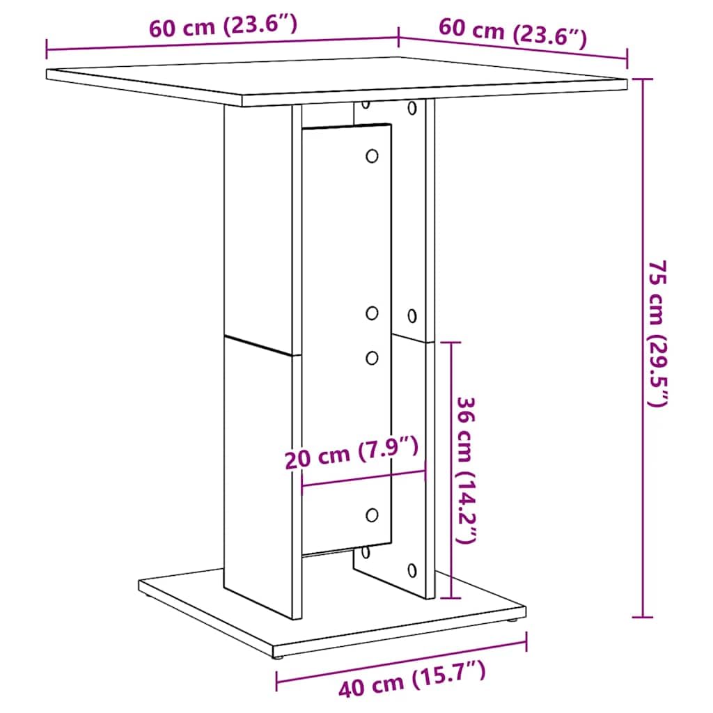 Hothingwell Bistrotisch, 60 x 60 cm, aus Holz, robust und stabil, robuste Oberseite für Esszimmer, Küche oder Büro, leicht zu reinigen mit einem feuchten Tuch, Wandbefestigung