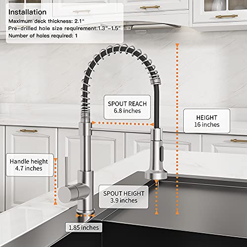 image for OWOFAN Kitchen Faucet with Pull Down Sprayer Industrial 1 Handle 1 Hol