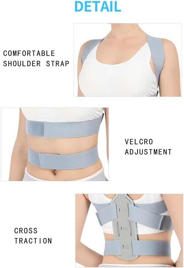 Brace Support Belt Adjustable Back Posture Corrector Back Shoulder Lumbar Posture Correction Corset for Posture(Blue,L code)