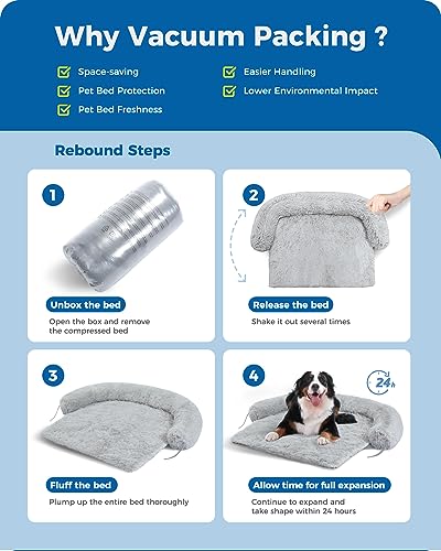 Muttros UAS13-AWW195BG-XL Dog Bed Large Sized Dog, Fluffy Dog Bed Couch Cover, Calming Large Dog Bed, Washable Dog Mat thumb #7
