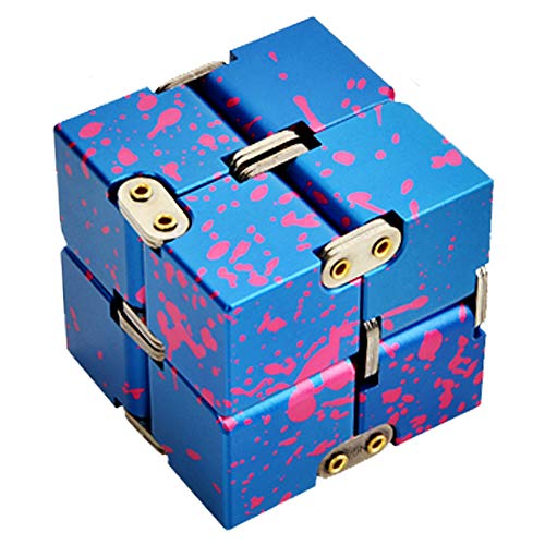 xusheng Infinity Cube Fidget Cube Handheld Fidget Toy Office Desk Toy Relieve Stress Anxiety ADHD OCD for Adult&Kids.Aluminum Alloy. (Blue)