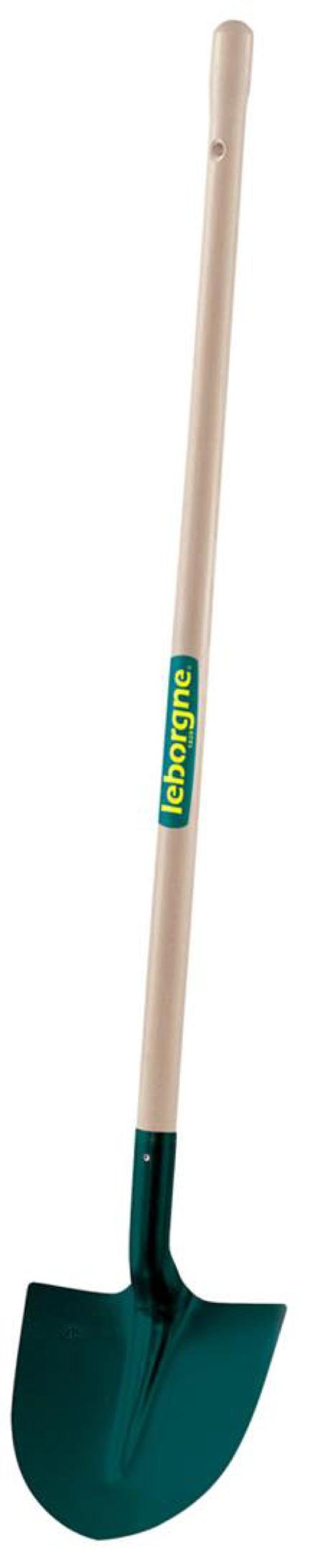 Leborgne, Pelle Ronde Tole 27 cm Manche Bois 130cm Certifié PEFC 100%, Tête en acier trempé en totalité pour une meilleure résistance à l’usure, Pour manipuler la terre, le gravier, le sable