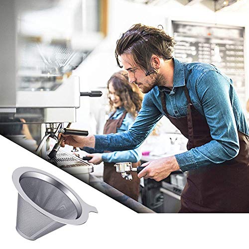 Image of HASTHIP Upgraded Pour Over Coffee Filter, Coffee Dripper, Paperless Mess Stainless Steel Coffee Filter, Maker Two to Four Cup Coffee, Keeping Nature Coffee Flavour, Easy to Use and Clean-M