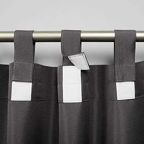 Exclusive Home Cabana Solid Indoor/Outdoor Light Filtering Hook-and-Loop Tab Top Curtain Panel Pair, 54"x108", Charcoal - Image 4