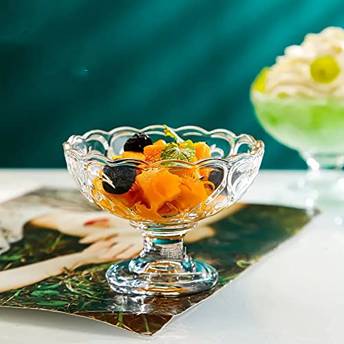 Image of MARTVIA 200 ML Ice Cream Bowl Set of 6, Glass Dessert Bowls Cups with Footed Base, Crystal Clear Serving Cups for Ice Cream, Pudding, Custard, Falooda, Sundae, Fruit Salad & Desserts