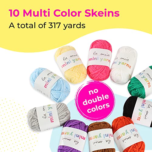 10 Skein Premium La Mia Mini Yarn, Acrylic Bonbons, Total 3.5 Oz, Each 0.35 Oz (10G), Crafts Yarn, Knitting And Crocheting Starter Kit For Colorful Craft, Version 4 #TOP3