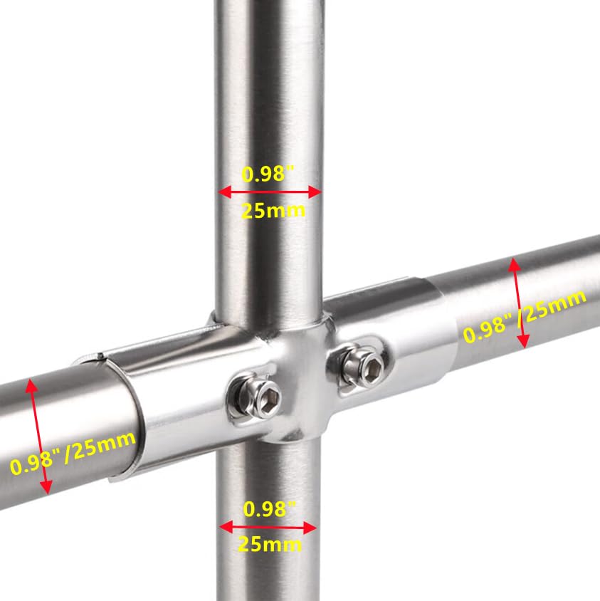 2 Set Di Morsetti A 3 Vie Per Tubi In Acciaio Inossidabile - Adattatori Per Tubo Da 25mm O 1", Per Recinzioni E Scaffalature