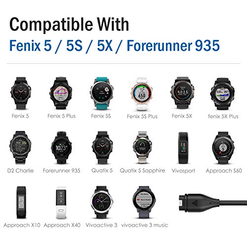Moko Charger Compatible With Garmin Fenix 7/7S/7X/6/6S/6X Pro/5/5S/5X Plus/Vivoactive 3/4/4S/Forerunner 45/245/745/945/Venu 2S/2 Plus/Instinct/Epix Gen 2, Usb Data Sync Charging Cable - Black #TOP1