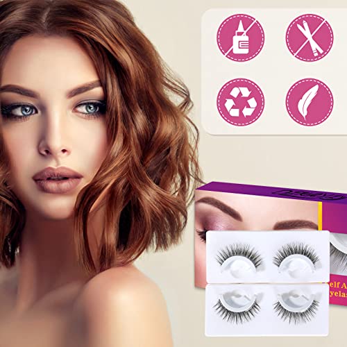 Reusable Self-Adhesive False Eyelashes - 4 Pairs - No Glue Or Eyeliner Needed! Natural Look In 3 Secs, Stable, Lasting & Waterproof - Gift For Women (A201) #TOP1