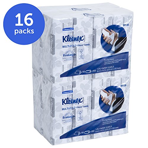 Kleenex Multifold Paper Towels (88130), White, 4 Bagged Bundles Of 4 Packs, 150 Tri Fold Paper Towels / Pack, 2,400 Towels / Case #TOP1