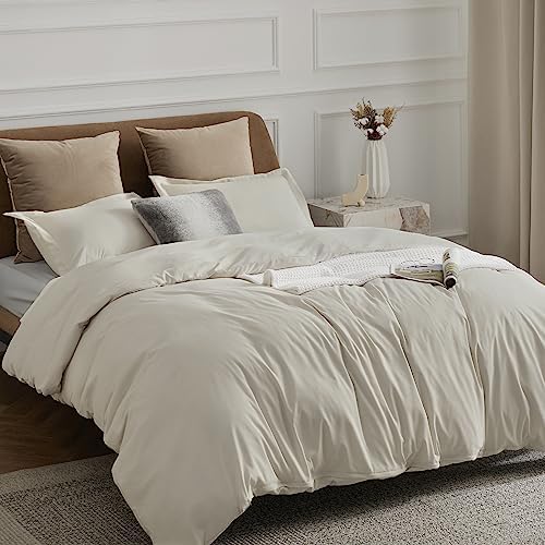 Bedsure Linen Duvet Cover King Size - Soft Brushed Microfiber Duvet Cover for Kids with Zipper Closure, 3 Pieces, Include 1 Duvet Cover (104"x90") & 2 Pillow Shams, NO Comforter
