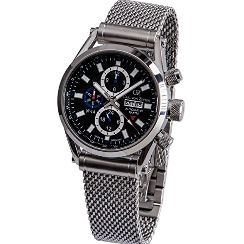 Preisvergleich Produktbild Carl von Zeyten Herren Analog Automatik Uhr mit Edelstahl Armband CVZ0044BKMB