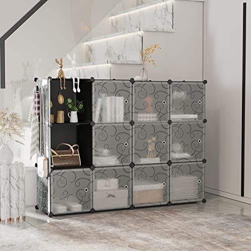 Miniatura 4 de C Hogar Organizador De Almacenamiento En Forma De Cubo Con Puertas, Ideal Para Dormitorio, Sala De Estar, 36.6 Pulgadas De Largo X 12.4 Pulgadas De Ancho X 48.4 Pulgadas De Alto, Negro Ushs3012b-Door