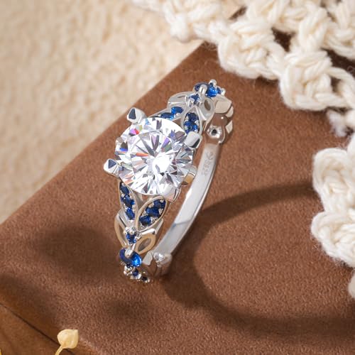 Jeulia Simulated Gemestone Butterfly Rings Sterling Silver Round Cut Bridal Set Birthstone Sapphire Blue CZ Engagement Rings Anniversary Promise Rings for Her with Jewelry Gift Box (7)… by Jeulia - Image 3